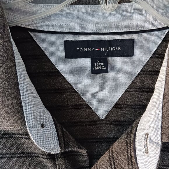 Tommy Hilfiger Golf Polo Men's Shirt Size X-Large Grey Striped Short Sleeve Logo - Picture 3 of 8